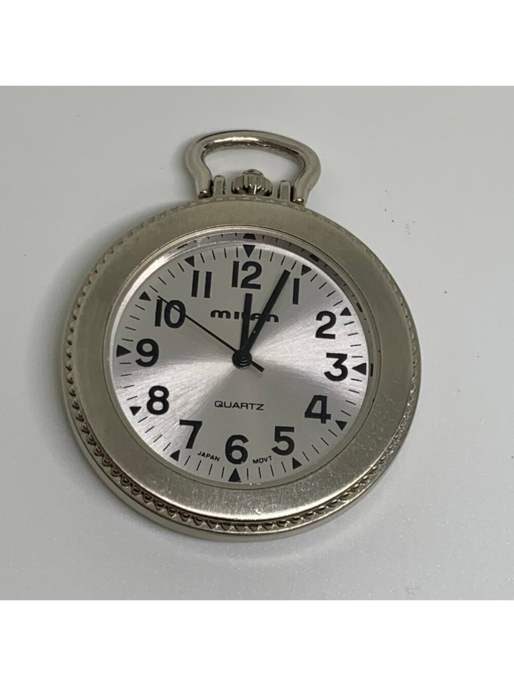 Vtg Milan Pocket Watch 41mm quartz in black leather Belt Slide-On clip running